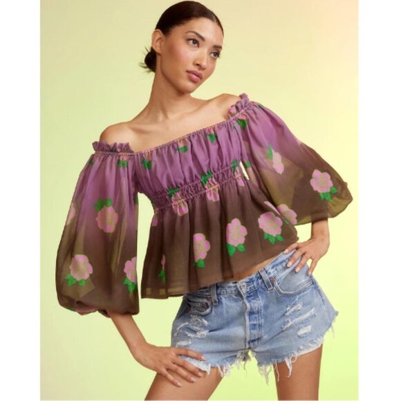 New! Cynthia Rowley Rosalia silk top 13658 - Picture 3 of 14